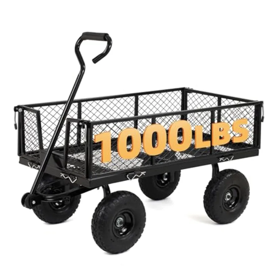 Heavy Duty 1000 Lbs Capacity Mesh Steel Garden Cart for Outdoor/Yard/Lawn Use Black Folding Utility Wagon with Removable Sides
Heavy Duty 1000 Lbs Capacity Mesh Steel Garden Cart for Outdoor/Yard/Lawn Use Black Folding Utility Wagon with Removable Sides