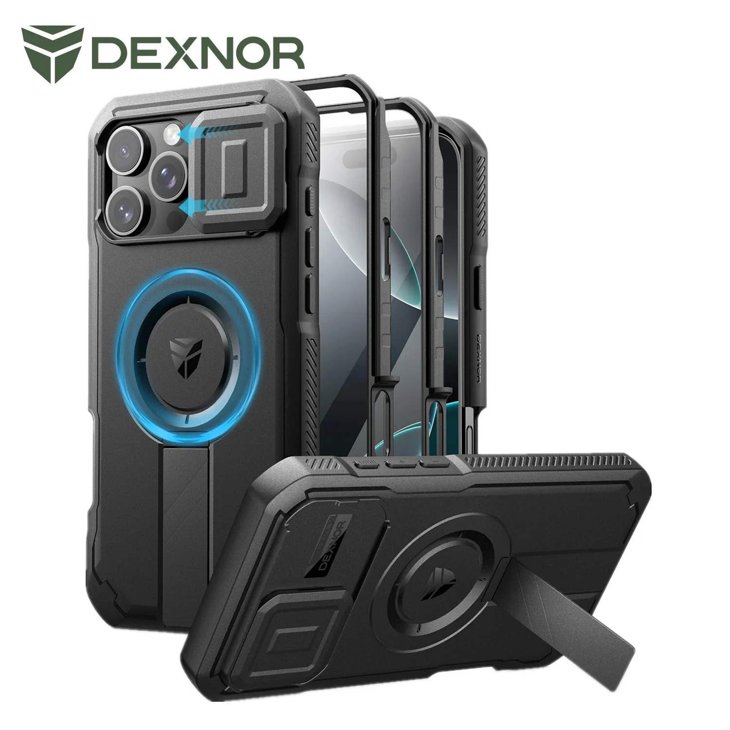 Dexnor For iPhone 13 Pro Rugged Armor Shockproof Case with Built-in Sliding Camera Cover and Built-in Screen Protector Kickstand
Dexnor For iPhone 13 Pro Rugged Armor Shockproof Case with Built-in Sliding Camera Cover and Built-in Screen Protector Kickstand