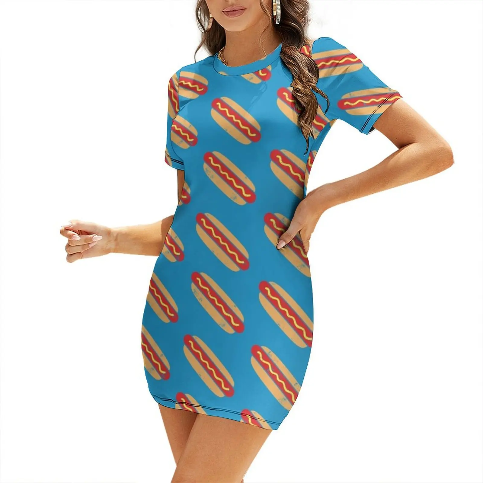 hot dogs on blue - cookout - summer - foodie Short-Sleeved Dress prom dresses Dress
hot dogs on blue - cookout - summer - foodie Short-Sleeved Dress prom dresses Dress