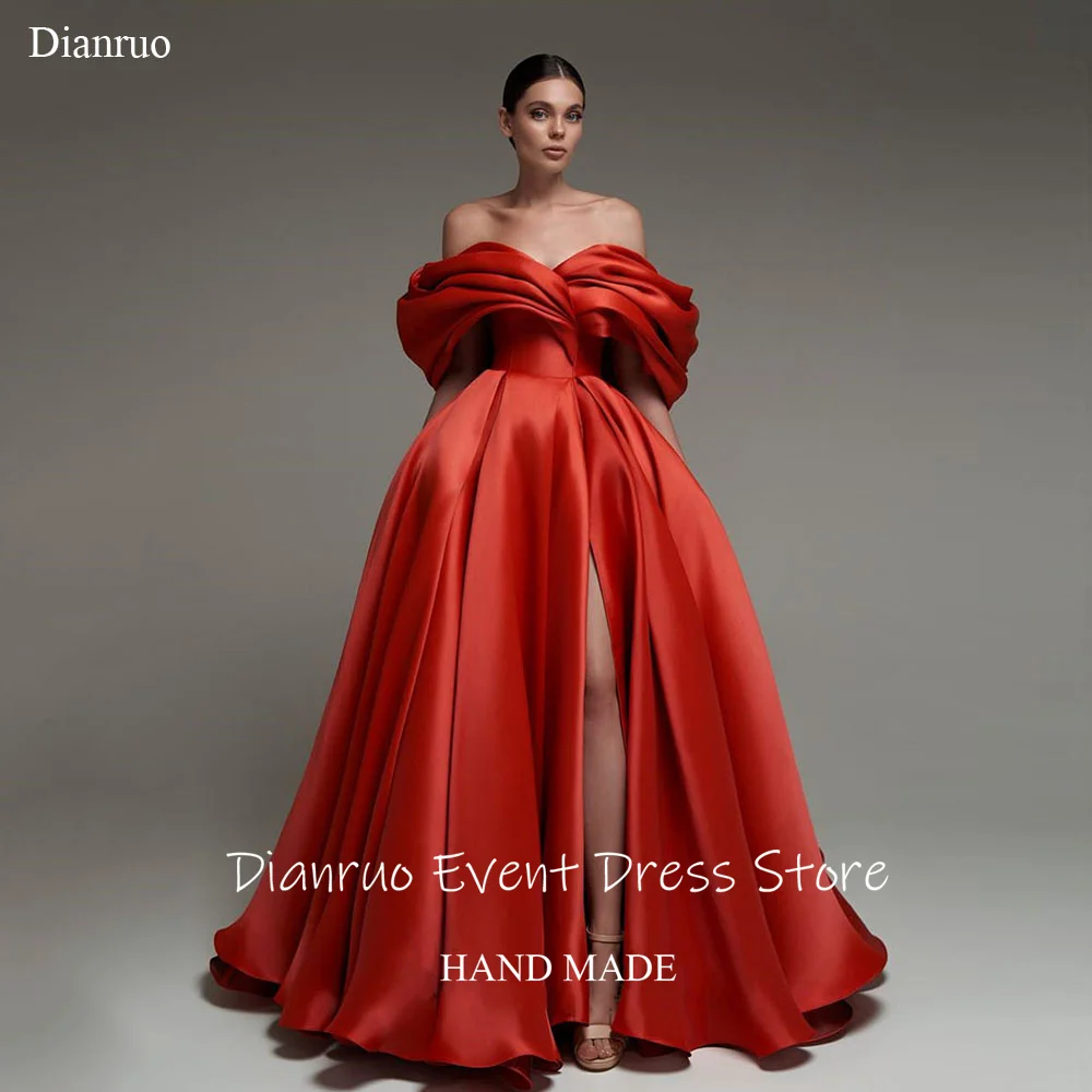Dianruo A Line Off The Shoulder Evening Dresses Satin Split Robe De Soirée Femme Elegant Red Pleat Backless Prom Gown Customized
Dianruo A Line Off The Shoulder Evening Dresses Satin Split Robe De Soirée Femme Elegant Red Pleat Backless Prom Gown Customized