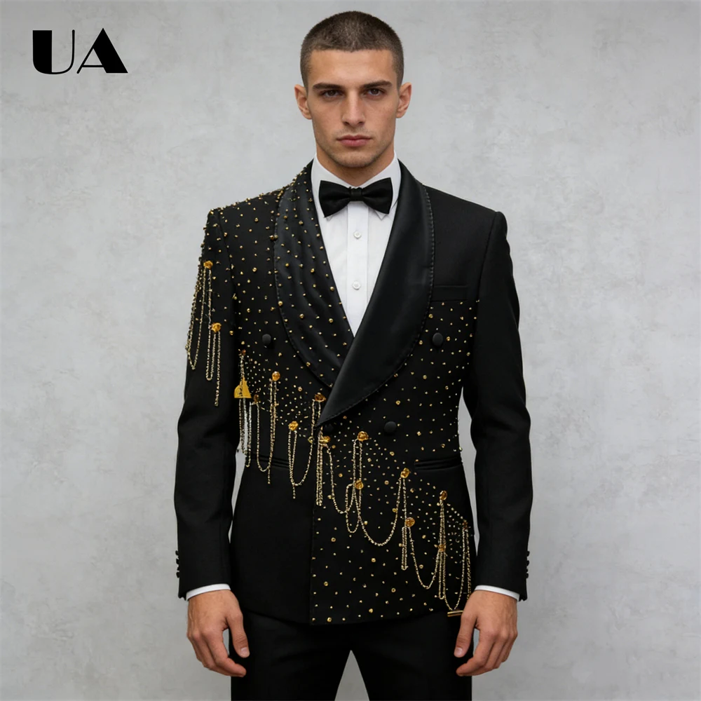 Men's Luxury 2-Piece Suit Attire for Formal Occasions, Gold Tassels Formal Suit Set, XS-3XL (Jacket Pants) Wedding Groom Suits
Men's Luxury 2-Piece Suit Attire for Formal Occasions, Gold Tassels Formal Suit Set, XS-3XL (Jacket Pants) Wedding Groom Suits