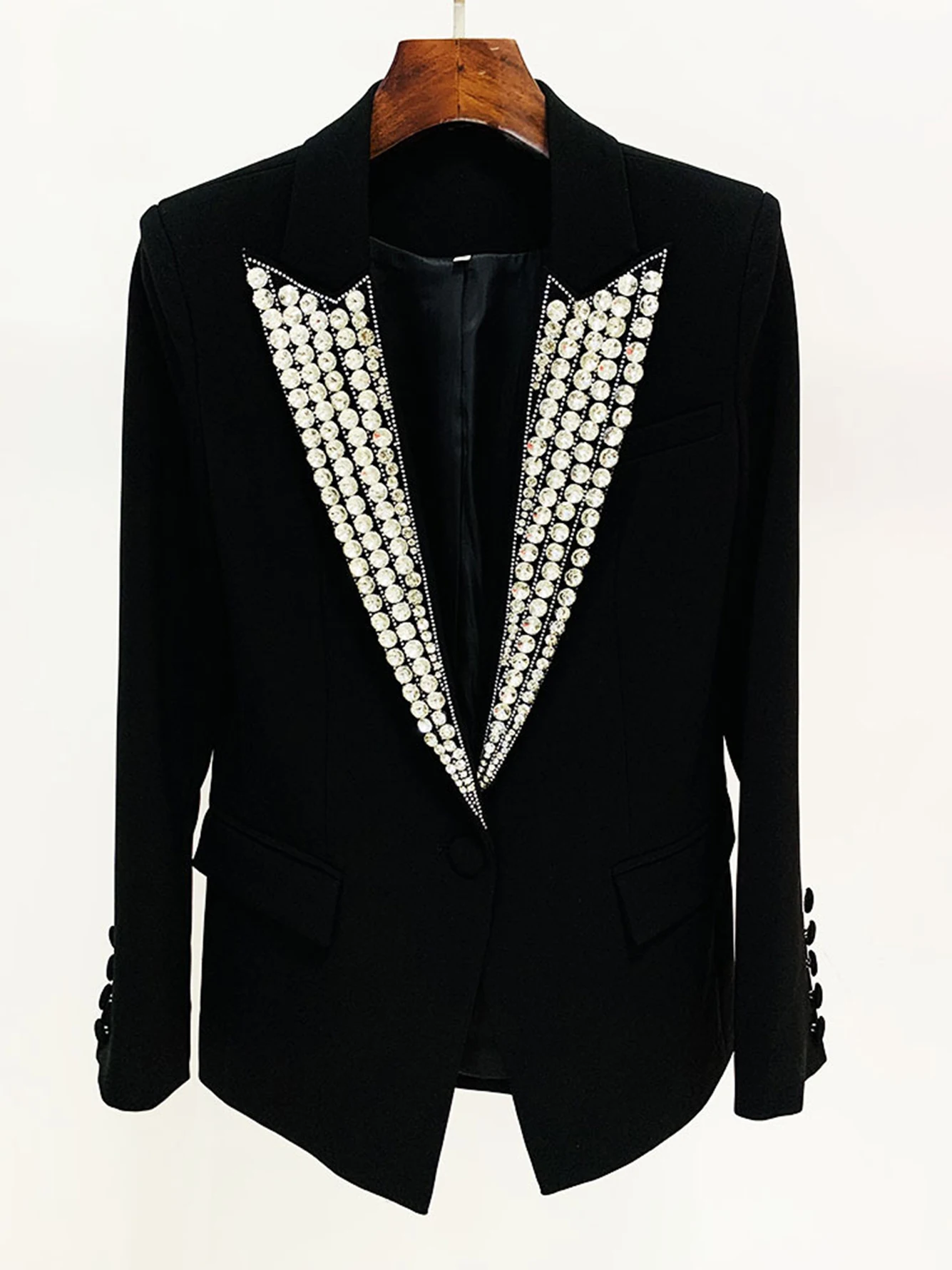 High Quality 2024 New Fashion High Street Women'S Jacket Sexy V-Neck Long Sleeved Heavy-Duty Diamond Single Button Slim Blazer
High Quality 2024 New Fashion High Street Women'S Jacket Sexy V-Neck Long Sleeved Heavy-Duty Diamond Single Button Slim Blazer