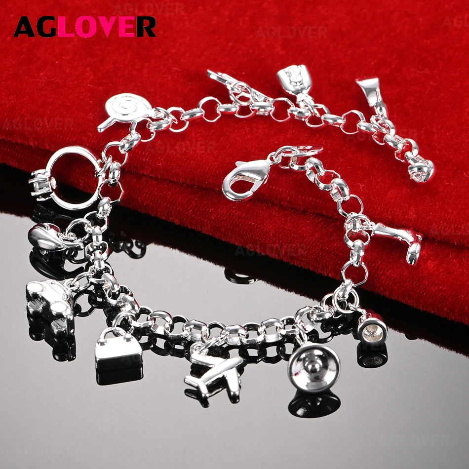 AGLOVER 925 Sterling Silver Fashion Multi-Pendant Bracelet Charm Fashion Holiday Gift Jewelry
AGLOVER 925 Sterling Silver Fashion Multi-Pendant Bracelet Charm Fashion Holiday Gift Jewelry