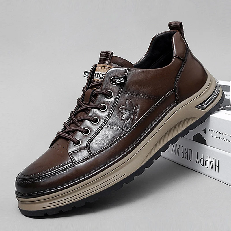 Genuine Leather Men Casual Shoes Lace Up Men's Sneakers New Trendy Man Vulcanize Shoes Comfy All-match Male Skateboard Footwear
Genuine Leather Men Casual Shoes Lace Up Men's Sneakers New Trendy Man Vulcanize Shoes Comfy All-match Male Skateboard Footwear