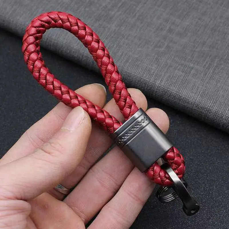 Burgundy Woven Rope Matte Gun Printed Car Key Chain Universal Car Key Case Accessory Key Chain Simple and Exquisite Universal