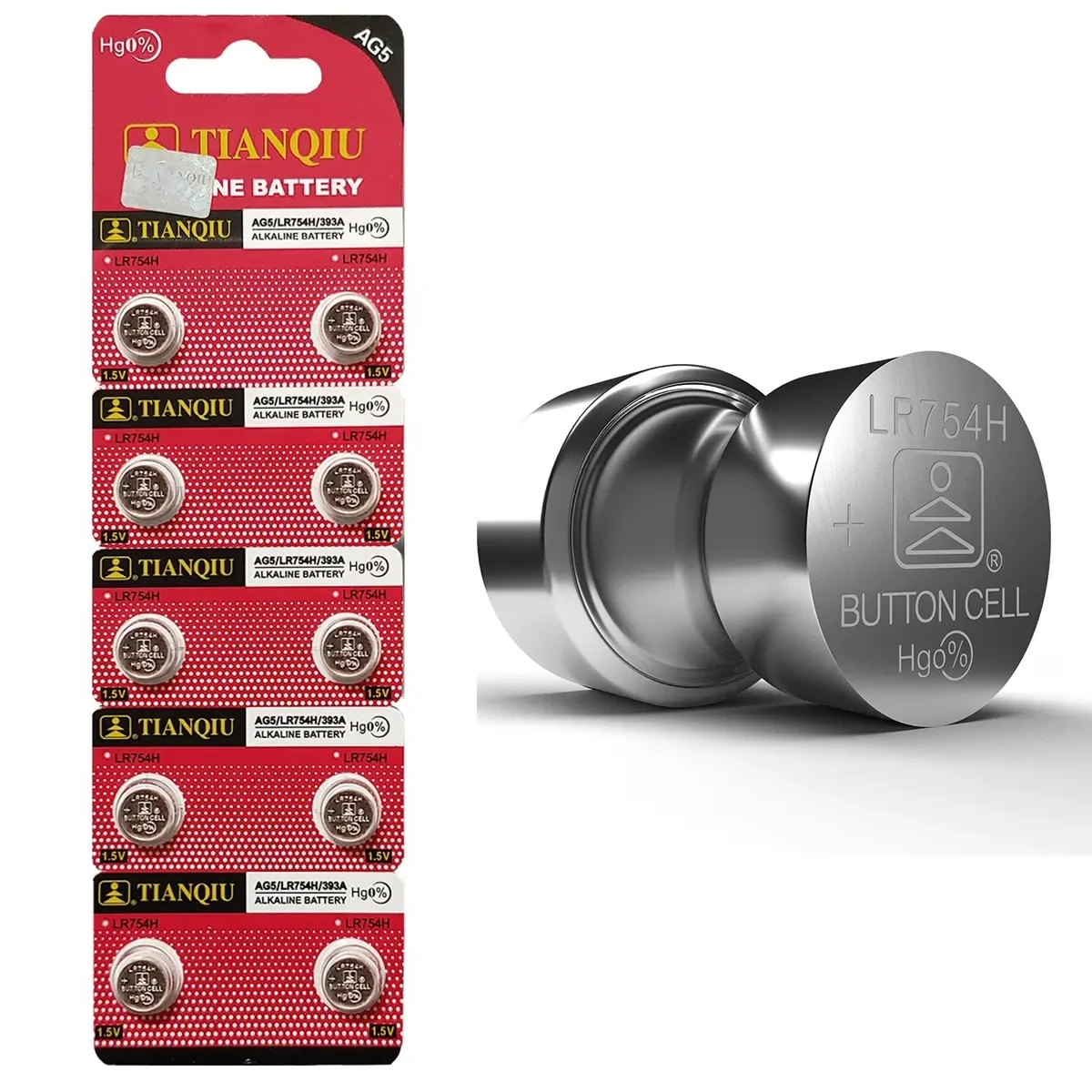 TIANQIU 1.55V AG5 LR754 Button Batteries SR754 193 393 L754 SR754SW LR48 Round Cell Coin Alkaline Battery for Watch Toys Clock
TIANQIU 1.55V AG5 LR754 Button Batteries SR754 193 393 L754 SR754SW LR48 Round Cell Coin Alkaline Battery for Watch Toys Clock