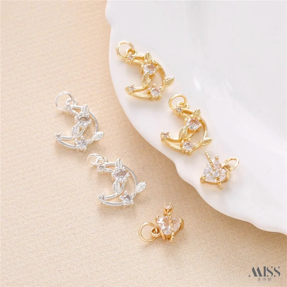 14K Gold Inlaid Zircon Planet Love Leaf Moon Pendant DIY Bracelet Necklace Ear Hanging Accessories
14K Gold Inlaid Zircon Planet Love Leaf Moon Pendant DIY Bracelet Necklace Ear Hanging Accessories