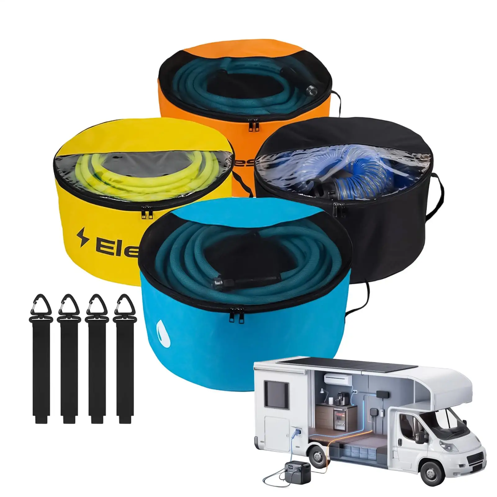 RV Hose Storage Bag 4 Pieces Waterproof Organizer Two-Way Zipper Closures RV Hose Bag With Visible Cover For Electrical Cord
RV Hose Storage Bag 4 Pieces Waterproof Organizer Two-Way Zipper Closures RV Hose Bag With Visible Cover For Electrical Cord