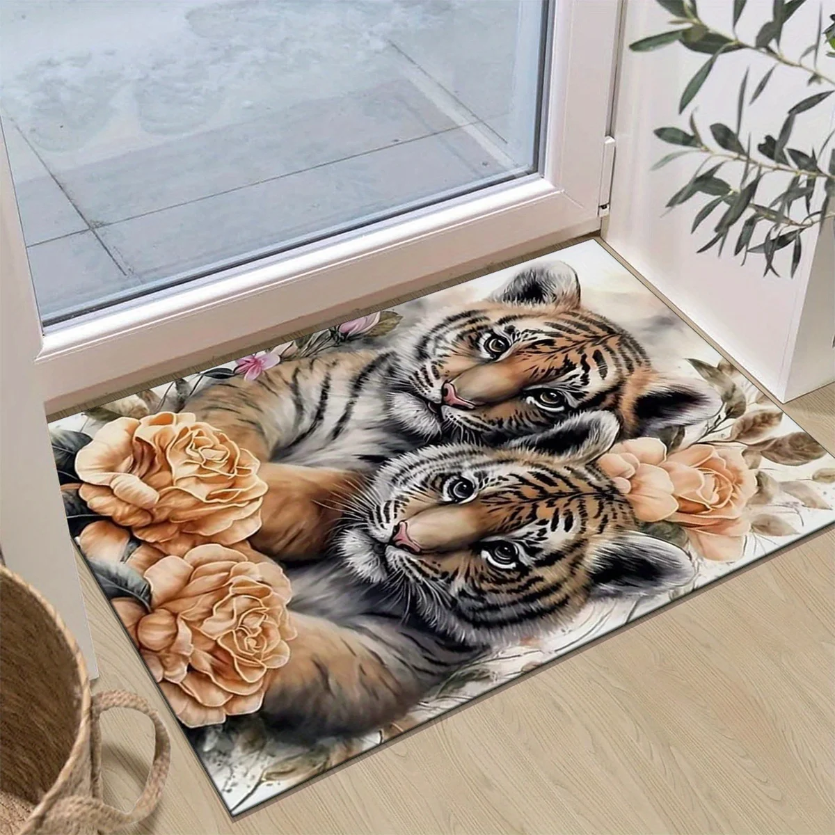 1pc Printed tiger and rose pattern carpet, crystal velvet fabric, suitable for bedroom living room decoration
1pc Printed tiger and rose pattern carpet, crystal velvet fabric, suitable for bedroom living room decoration