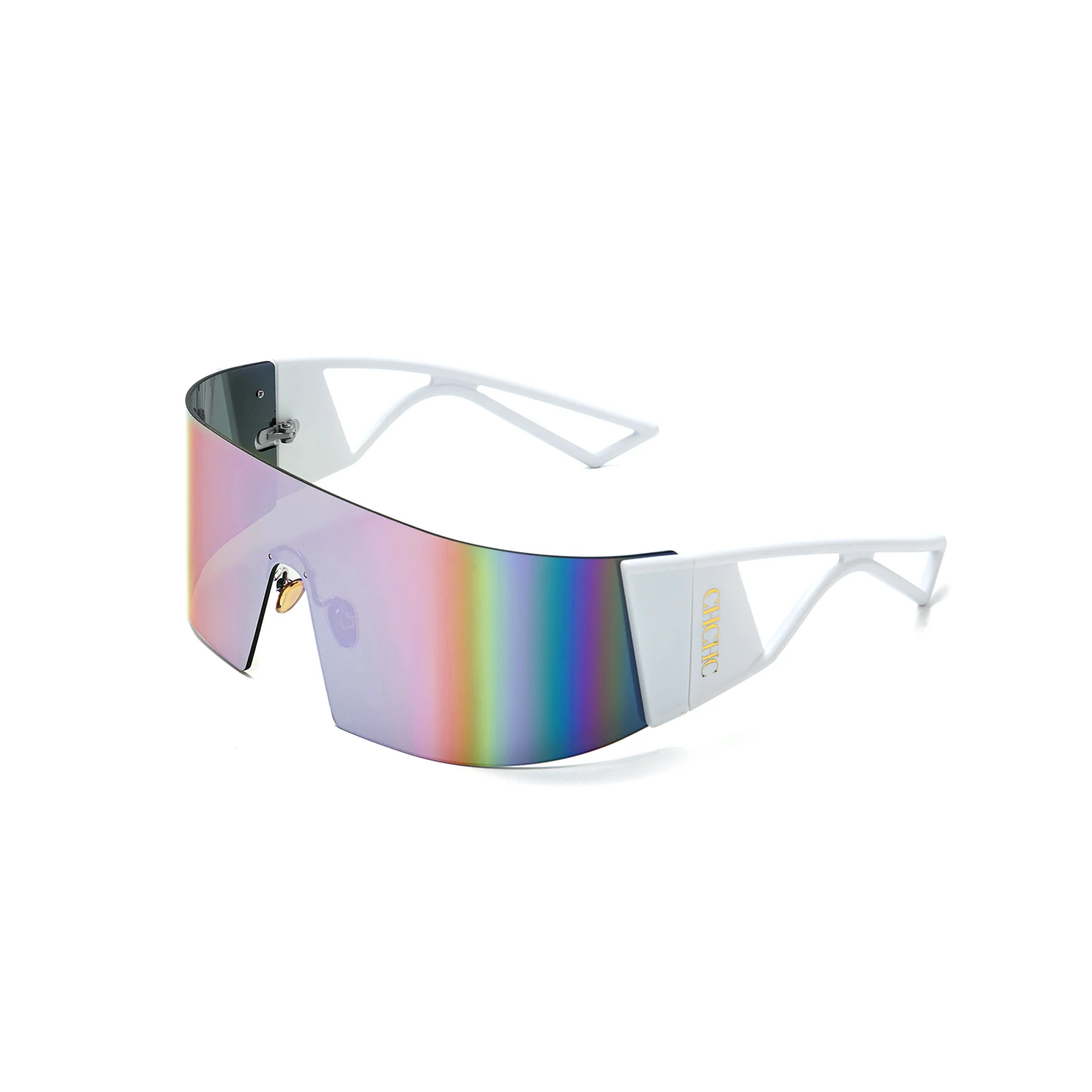 2025 Futuristic One-Lens Sunglasses Rainbow Reflective TAC Lens Lightweight PC Frame For Music Festivals
2025 Futuristic One-Lens Sunglasses Rainbow Reflective TAC Lens Lightweight PC Frame For Music Festivals