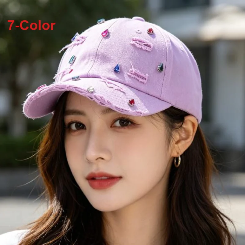 7-color Korean-style Rhinestone Baseball Cap Y2k Cute Girl's Ripped Denim Hat High School Girl's Cap Outdoor Sports Cap
7-color Korean-style Rhinestone Baseball Cap Y2k Cute Girl's Ripped Denim Hat High School Girl's Cap Outdoor Sports Cap
