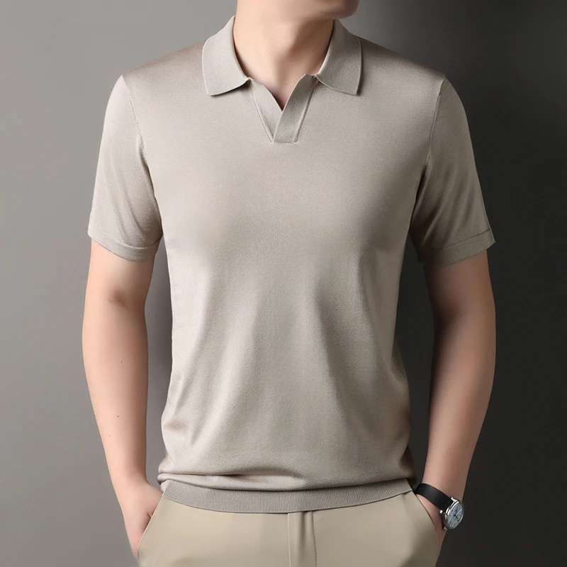 Men's Summer Luxury Mulberry Silk Blended Thin Short Sleeve T-Shirt Breathable Knitted Top Fashion Scissor Collar Design
Men's Summer Luxury Mulberry Silk Blended Thin Short Sleeve T-Shirt Breathable Knitted Top Fashion Scissor Collar Design