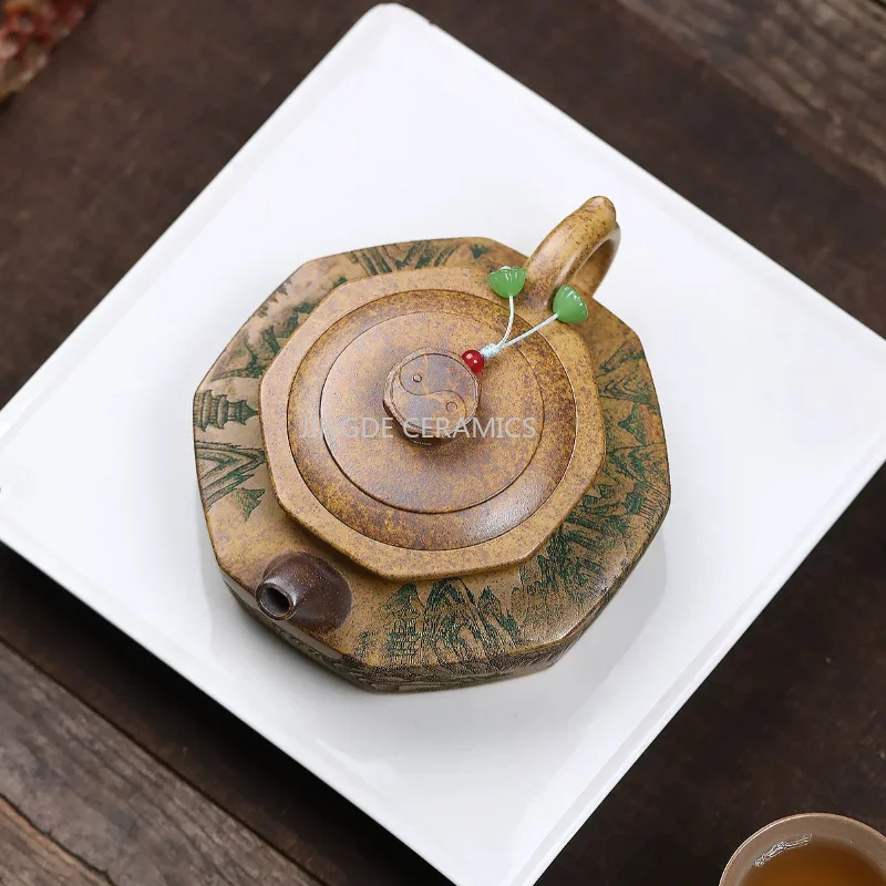 Handmade Yixing Purple Clay Teapot Octagonal Landscape Painting Teapot Chinese Kung Fu Tea Brewing Pot Tea Ceremony Accessories
Handmade Yixing Purple Clay Teapot Octagonal Landscape Painting Teapot Chinese Kung Fu Tea Brewing Pot Tea Ceremony Accessories