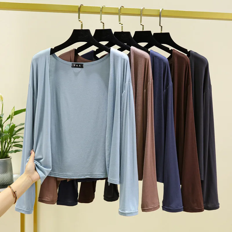 Slim Fit Short Modal Open Cardigan Women's Spring Summer Thin Long Sleeve Sun Protection Slimming Outerwear Pure Color Jacket
Slim Fit Short Modal Open Cardigan Women's Spring Summer Thin Long Sleeve Sun Protection Slimming Outerwear Pure Color Jacket