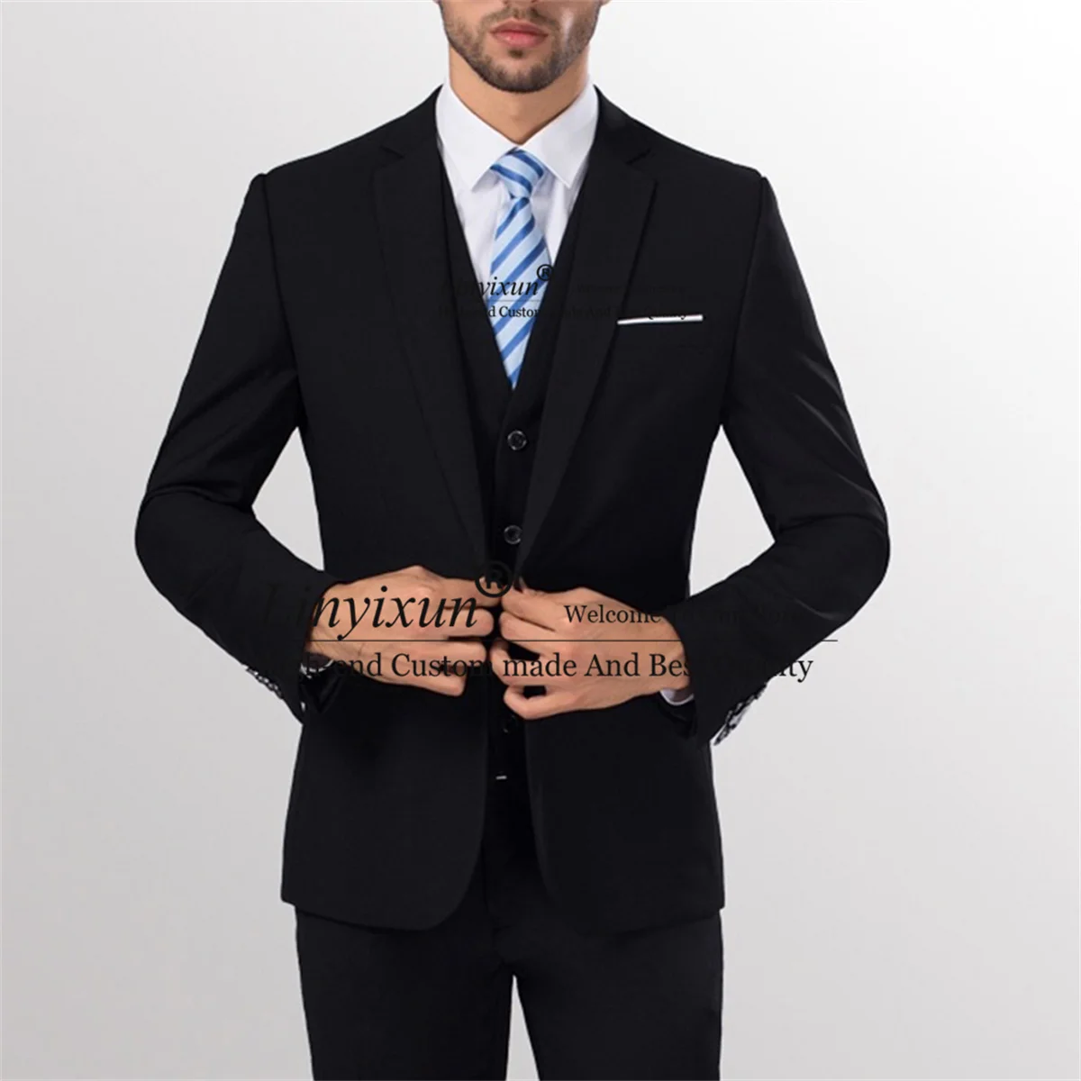 Black Men Suits For Wedding Peaked Lapel Groom Tuxedos 3 Pieces Sets Business Male Prom Blazers Slim Fit Groomsmen Costume Homme
Black Men Suits For Wedding Peaked Lapel Groom Tuxedos 3 Pieces Sets Business Male Prom Blazers Slim Fit Groomsmen Costume Homme