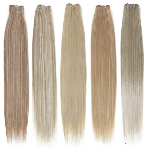32 Inch 200g Straight Hair Bundles Ombre Blonde Brown Grey 27/613 Highlight M618 Synthetic High Temperature Fiber Hair Weaving