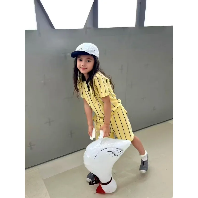 Children's Summer Set New Boys and Girls Yellow Striped Ice Silk Knitted Short Sleeve Top+Knitted Shorts 2-piece Set
Children's Summer Set New Boys and Girls Yellow Striped Ice Silk Knitted Short Sleeve Top+Knitted Shorts 2-piece Set