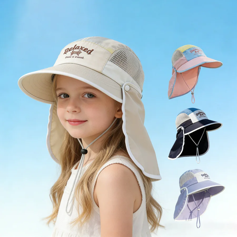 Children's summer lightweight breathable mesh sun hat for boys and girls, outdoor large brimmed head covering with neck guard, s
Children's summer lightweight breathable mesh sun hat for boys and girls, outdoor large brimmed head covering with neck guard, s