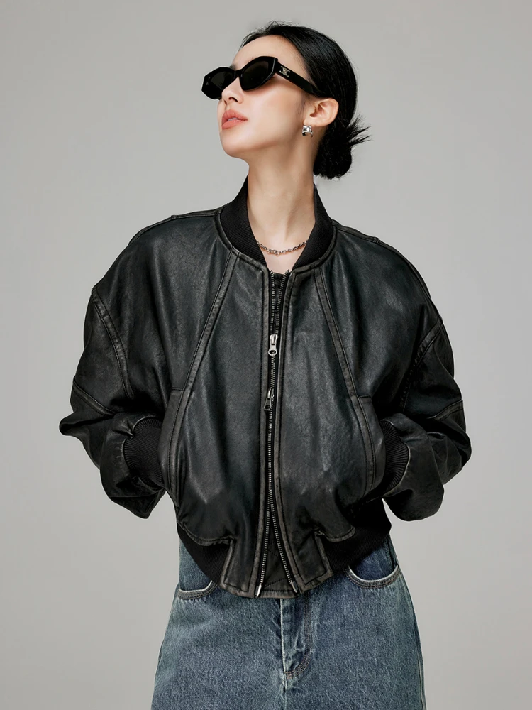 Retro Classic Genuine Leather Bomber Jackets for Women Spring Autumn 2026 New High-end Simple Loose Short Real Sheepskin Coat
Retro Classic Genuine Leather Bomber Jackets for Women Spring Autumn 2026 New High-end Simple Loose Short Real Sheepskin Coat