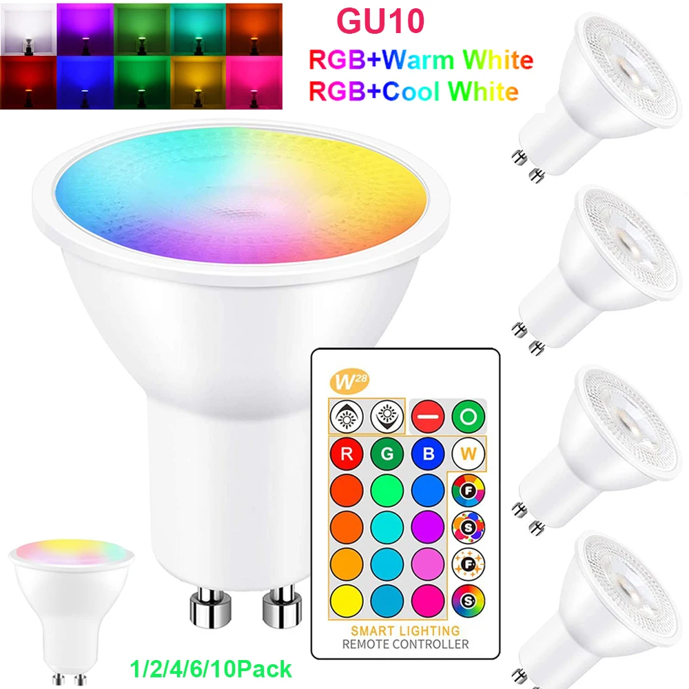 5W GU10 LED Light Bulb Color Changing Spot Lights Remote Control RGB + Cold/Warm White Ambiance Lamp 16Colors Memory Bulbs Decor
5W GU10 LED Light Bulb Color Changing Spot Lights Remote Control RGB + Cold/Warm White Ambiance Lamp 16Colors Memory Bulbs Decor