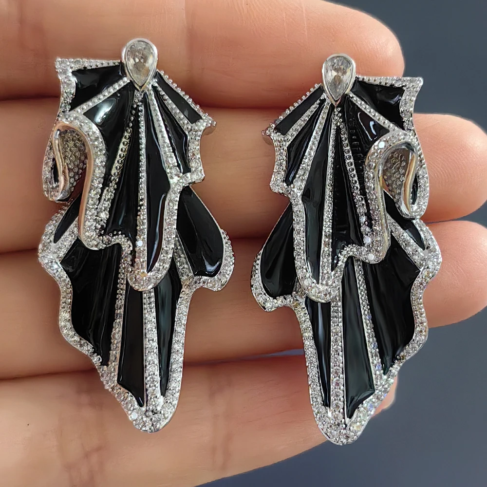 unique large stud earrings enamel purple black white zirconia skirt's hemline shape elegant jewelry female
unique large stud earrings enamel purple black white zirconia skirt's hemline shape elegant jewelry female
