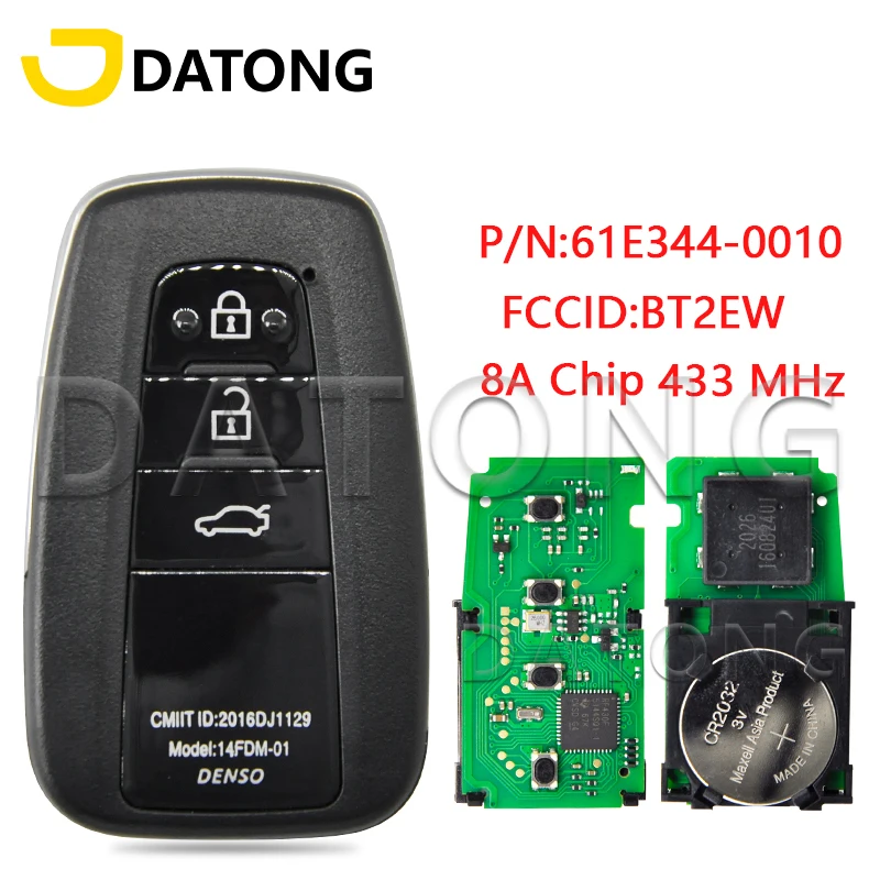 Datong World Car Remote Control Key For Toyota Corolla 2020 2021 P/N 61E344-0010 FCCID BT2EW 8A Chip 433MHz Promixity Smart Card
Datong World Car Remote Control Key For Toyota Corolla 2020 2021 P/N 61E344-0010 FCCID BT2EW 8A Chip 433MHz Promixity Smart Card