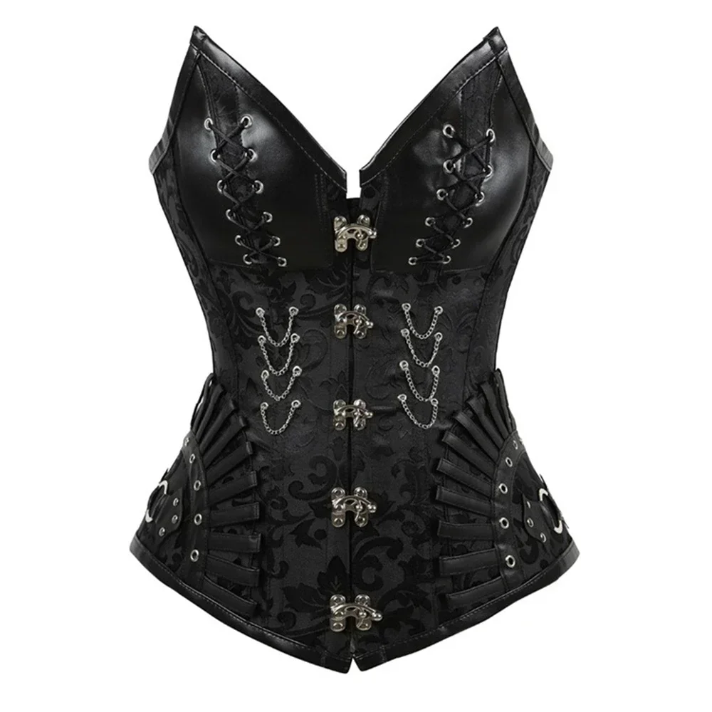 Vintage Steampunk Corsets Black Faux Leather Corset Top Women Outwear Boned Bustier Metal Locks Burlesque Gothic Overbust Korse
Vintage Steampunk Corsets Black Faux Leather Corset Top Women Outwear Boned Bustier Metal Locks Burlesque Gothic Overbust Korse
