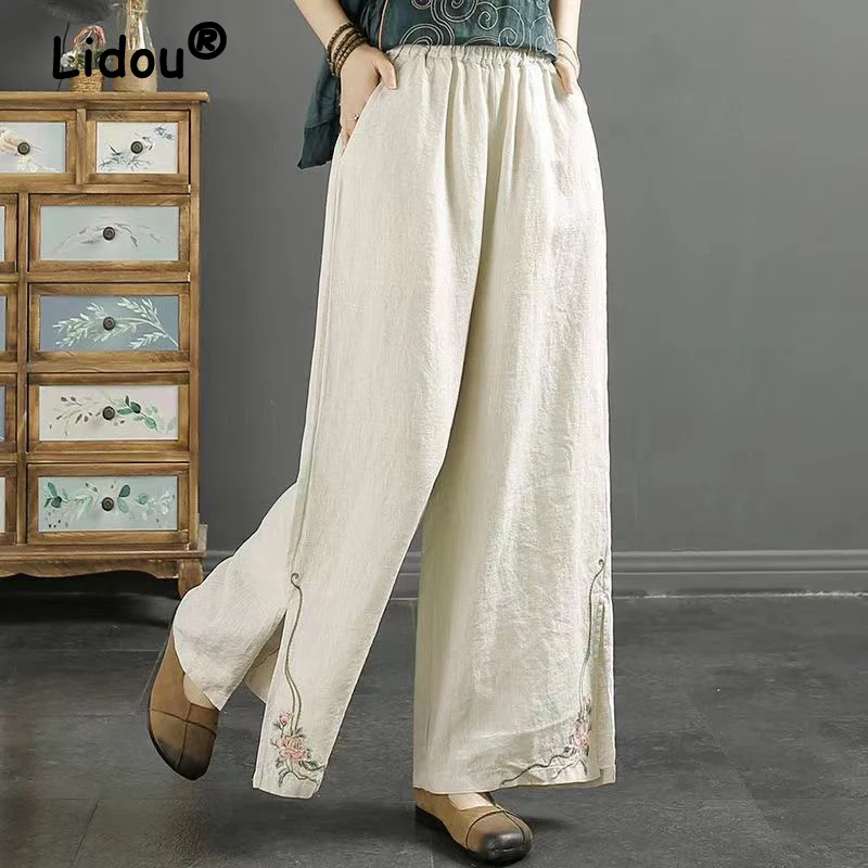 Women Clothing 2024 Summer Vintage Ethnic Style Embroidery Cotton Linen Wide Leg Pants High Waist Loose Split Straight Trousers
Women Clothing 2024 Summer Vintage Ethnic Style Embroidery Cotton Linen Wide Leg Pants High Waist Loose Split Straight Trousers