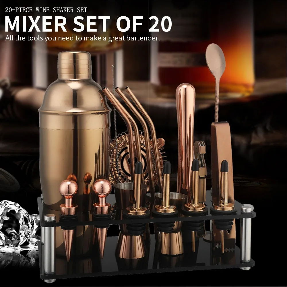 Cocktail Shaker Set 20PCS Bartender Kit with Stand Mixology Bar Set Drink Mixer Set with Essential Accessory Tool Recipe Booklet
Cocktail Shaker Set 20PCS Bartender Kit with Stand Mixology Bar Set Drink Mixer Set with Essential Accessory Tool Recipe Booklet