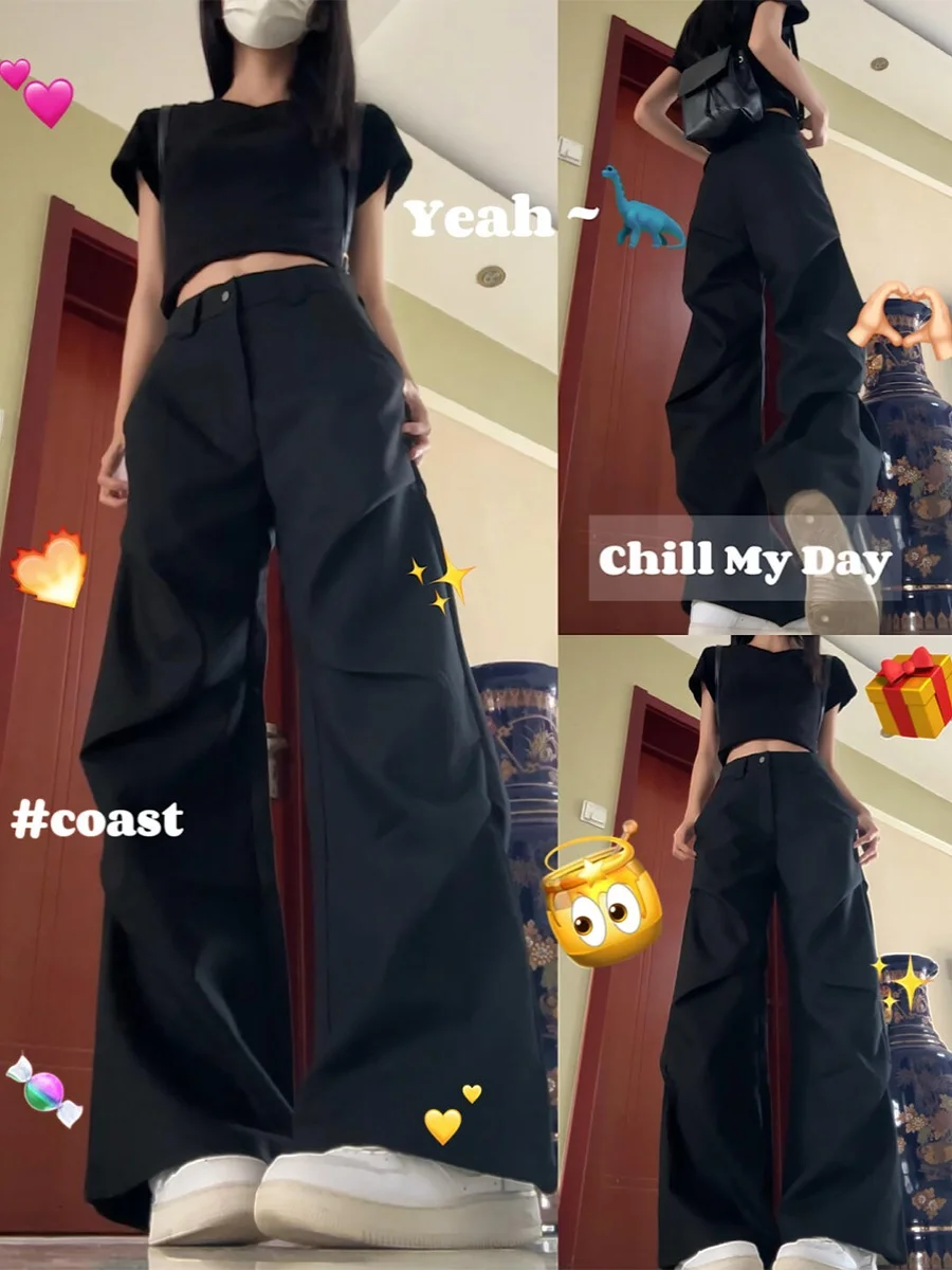 Black High Waist Draped Design Women's Suit Pants Korean Style Summer Casual Flared Leggings Straight Cut Slimming Effect
Black High Waist Draped Design Women's Suit Pants Korean Style Summer Casual Flared Leggings Straight Cut Slimming Effect