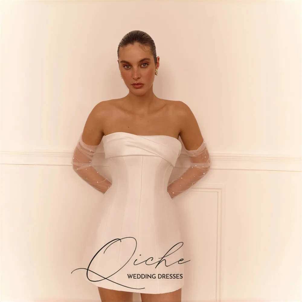QICHE Simple Short Satin Sheath Wedding Dresses 2026 Strapless Sleeveless Bow Open Back Bridal Gown Vestidos De Noiva Customized
QICHE Simple Short Satin Sheath Wedding Dresses 2026 Strapless Sleeveless Bow Open Back Bridal Gown Vestidos De Noiva Customized