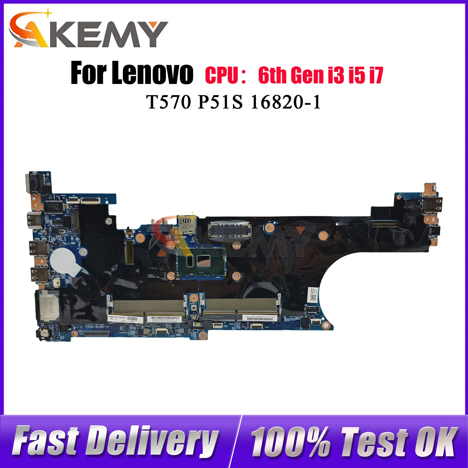 Материнская плата для ноутбука Lenovo P51S T570 16820-1 с процессором I3 I5 I7 6-го 7-го поколения, 100% полностью протестирована 
Материнская плата для ноутбука Lenovo P51S T570 16820-1 с процессором I3 I5 I7 6-го 7-го поколения, 100% полностью протестирована
