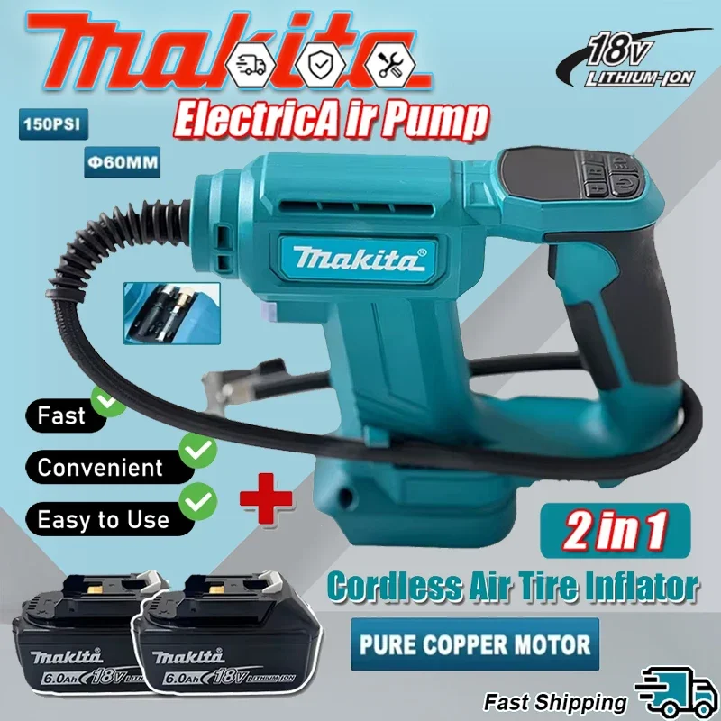 Беспроводной воздушный компрессор Makita, портативный насос для накачки шин автомобиля с цифровым дисплеем, насос для накачки шин на 18В аккумуляторах
Беспроводной воздушный компрессор Makita, портативный насос для накачки шин автомобиля с цифровым дисплеем, насос для накачки шин на 18В аккумуляторах