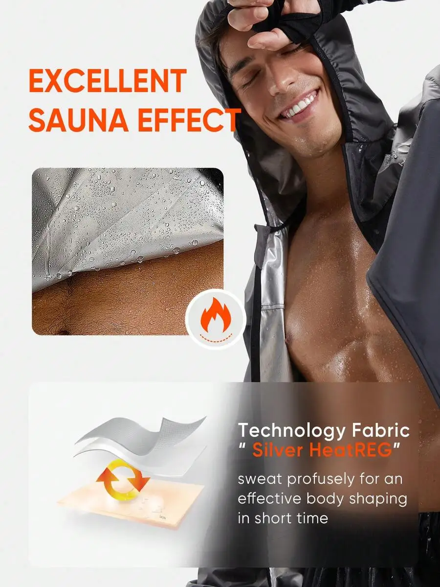 Men Sauna Jacket With Hooded Zipper Sweat Top For Fitness Training
Men Sauna Jacket With Hooded Zipper Sweat Top For Fitness Training
