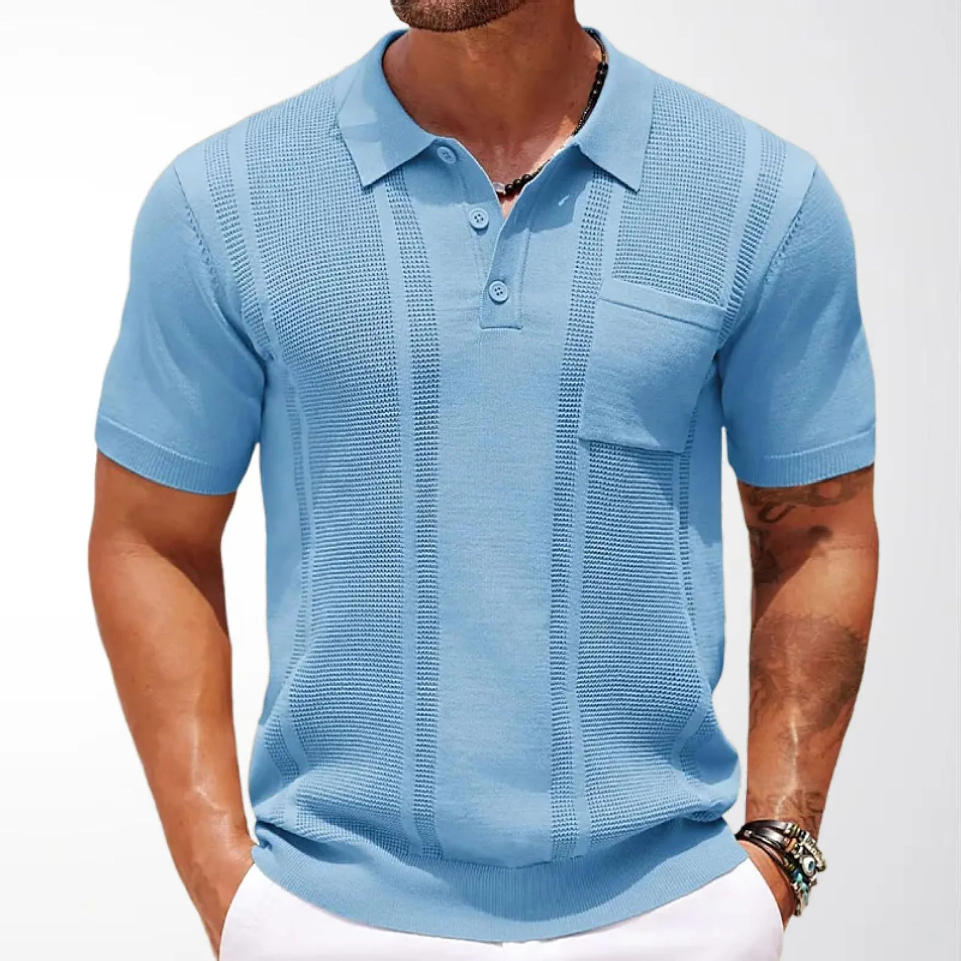 Men's Knitted Short Sleeve Shirt Pure Color Commuter Style Overhead Natural Fiber Casual Thin Summer Fashion China Made
Men's Knitted Short Sleeve Shirt Pure Color Commuter Style Overhead Natural Fiber Casual Thin Summer Fashion China Made