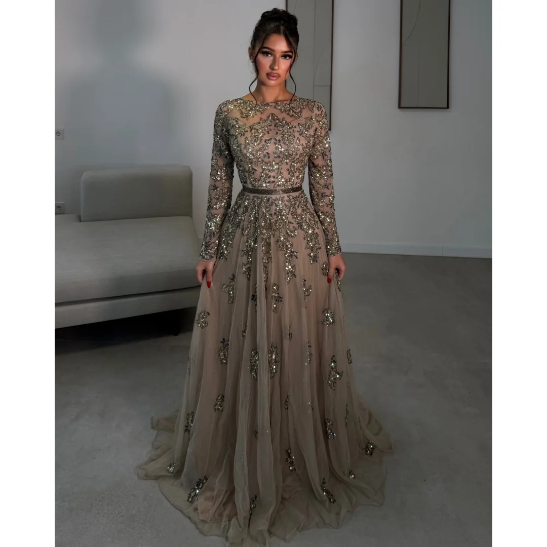 Exquisite Sequined Evening Dresses Long Sleeves Shiny Prom Dress with Lining Luxury Party Gown Gala Vestidos Customized
Exquisite Sequined Evening Dresses Long Sleeves Shiny Prom Dress with Lining Luxury Party Gown Gala Vestidos Customized