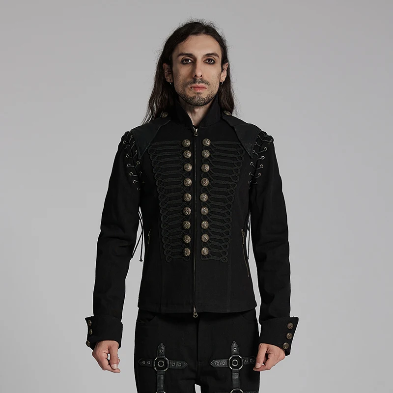 PUNK RAVE Steampunk Military Uniform Men Short Coat Black Rugged Denim Fabric Removable Sleeves Jacket Retro Rock Clothing Y721
PUNK RAVE Steampunk Military Uniform Men Short Coat Black Rugged Denim Fabric Removable Sleeves Jacket Retro Rock Clothing Y721