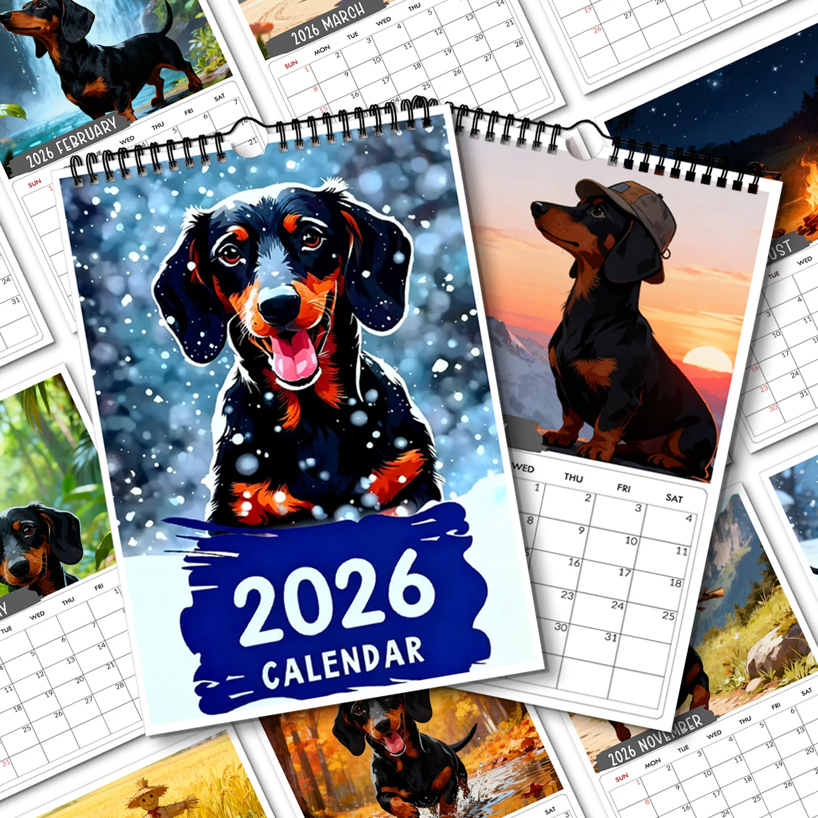 1PC 2026 Wall Calendar, Dachshund Theme, Perfect for Home & Office Decor, 12 Months Planner, Perfect Birthday, New Year Gift
1PC 2026 Wall Calendar, Dachshund Theme, Perfect for Home & Office Decor, 12 Months Planner, Perfect Birthday, New Year Gift