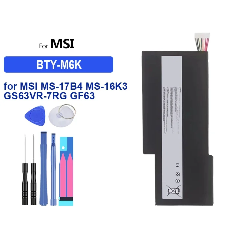 Laptop Battery Bty-M6K For Msi MS-17B4 MS-16K3 GS63VR-7RG GF63 Thin 8RD 8RD-031TH 8RC GF75 Thin 3RD 8RC 9SC Laptop
Laptop Battery Bty-M6K For Msi MS-17B4 MS-16K3 GS63VR-7RG GF63 Thin 8RD 8RD-031TH 8RC GF75 Thin 3RD 8RC 9SC Laptop