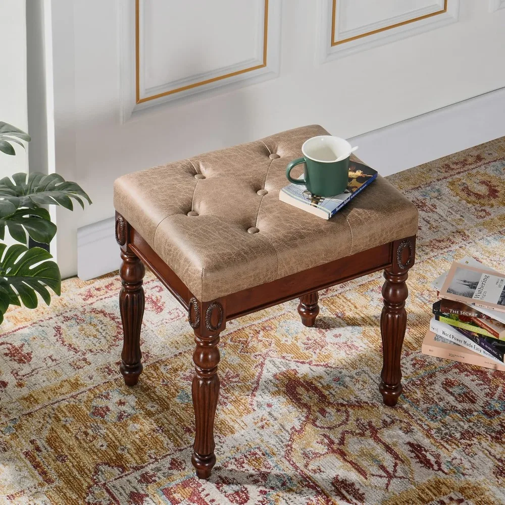 Small Vintage Ottoman Leather Tufted Foot Stool with Padded Cushion Seat Carved Footrest Rustic Legs
Small Vintage Ottoman Leather Tufted Foot Stool with Padded Cushion Seat Carved Footrest Rustic Legs
