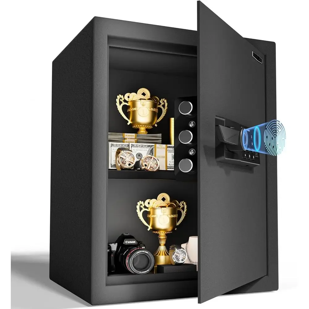 Biometric Safe Box with Fingerprint Access, Digital Keypad, Type-C Port, Dual Alarm System for Home, Office, Hotel Use (Black)
Biometric Safe Box with Fingerprint Access, Digital Keypad, Type-C Port, Dual Alarm System for Home, Office, Hotel Use (Black)