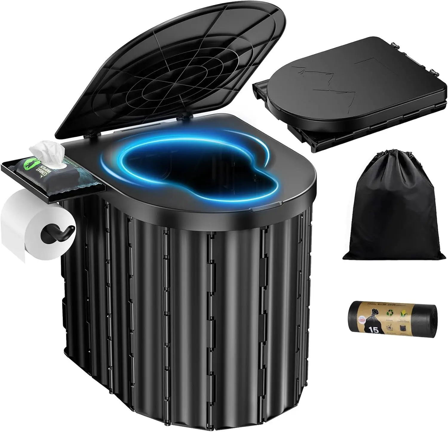Upgraded 15'' Portable Toilet, 450Lbs Capacity, Removable Paper Holder for Camping, Hiking, Road Trip, RV, Beach
Upgraded 15'' Portable Toilet, 450Lbs Capacity, Removable Paper Holder for Camping, Hiking, Road Trip, RV, Beach