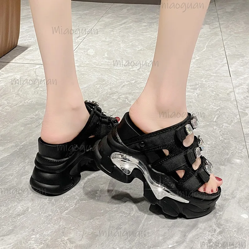 10.5CM Platform Ladies Sandals Rhinestone Chunky Sole Slides Open Toe Mesh Breathable Wedge Slip-On Casual Summer Shoes Zapatos
10.5CM Platform Ladies Sandals Rhinestone Chunky Sole Slides Open Toe Mesh Breathable Wedge Slip-On Casual Summer Shoes Zapatos