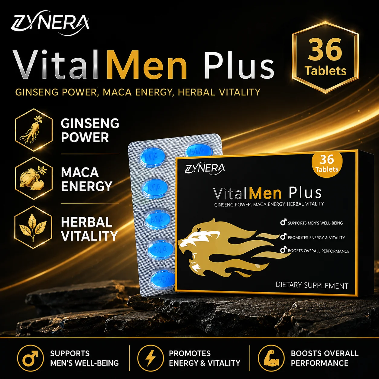 VitalMen Plus Male Support Supplement Ginseng Maca Herbal Energy Vitality Formula 36 Tablets Supports Men Stamina Perform
VitalMen Plus Male Support Supplement Ginseng Maca Herbal Energy Vitality Formula 36 Tablets Supports Men Stamina Perform