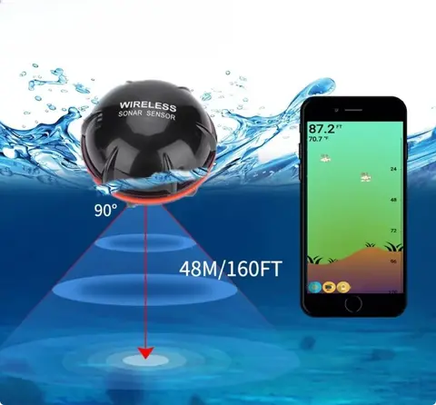 Smart Sonar Fish Finder Wireless Bluetooth portatile 48m/160ft Profondità Finder per iOS Android Attrezzatura da pesca all'aperto