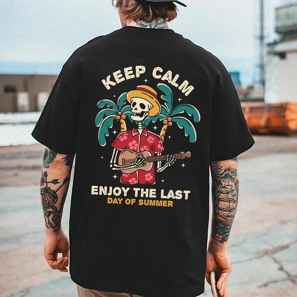 Men's Fun Skull Print T-shirt 100% Cotton Casual Hip-Hop Trend Harajuku Retro Clothes Summer Loose O-Neck Short-Sleeved Top
Men's Fun Skull Print T-shirt 100% Cotton Casual Hip-Hop Trend Harajuku Retro Clothes Summer Loose O-Neck Short-Sleeved Top