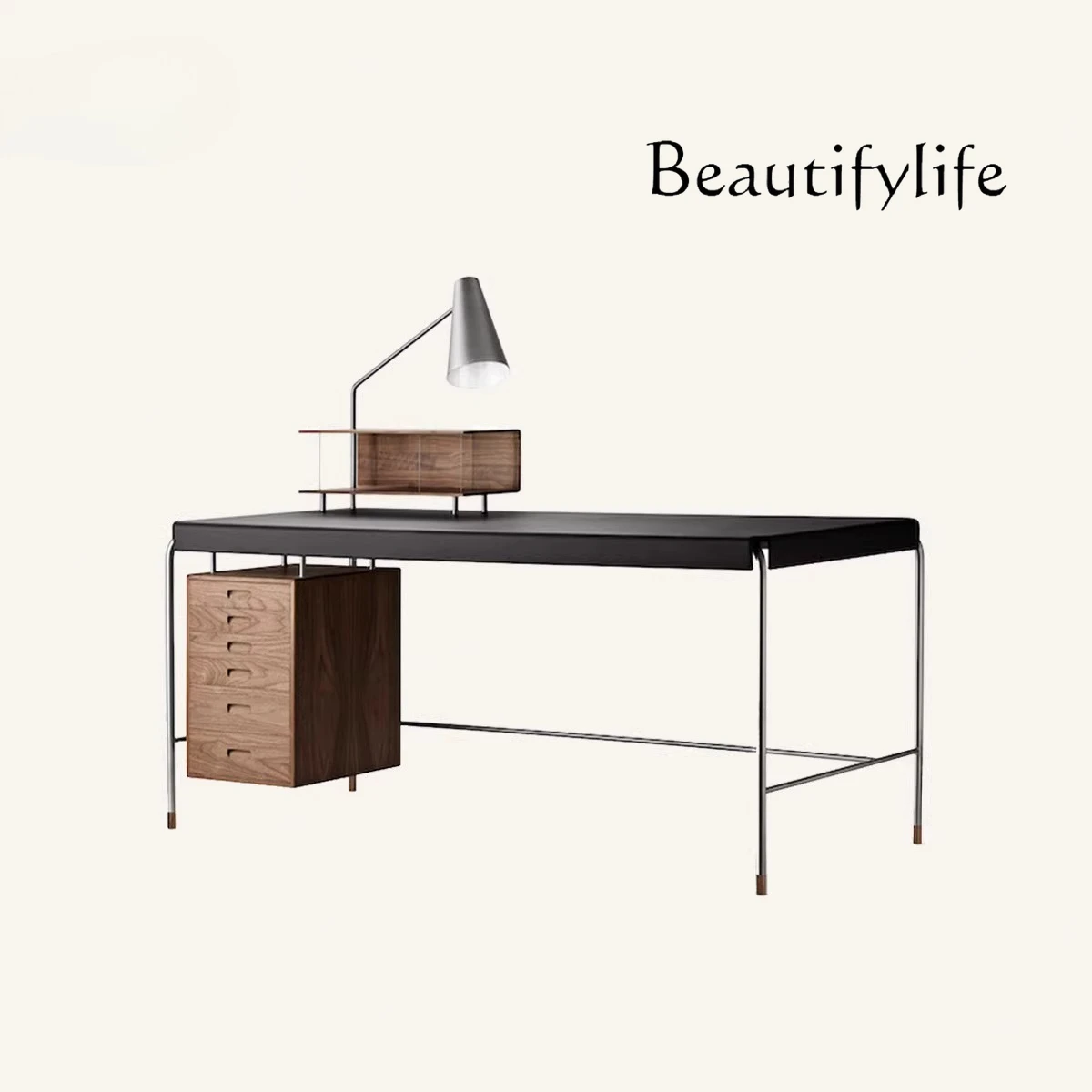 Nordic Modern Simple Stainless Steel Leather Desk Office Drawer North American Black Walnut
Nordic Modern Simple Stainless Steel Leather Desk Office Drawer North American Black Walnut