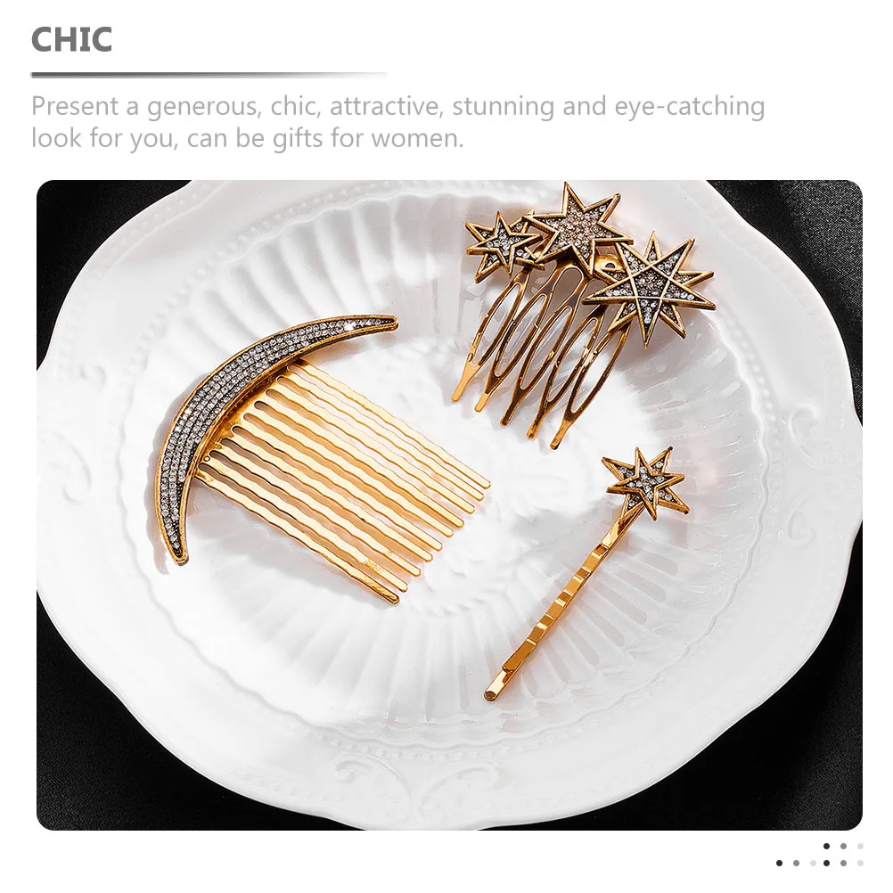 Retro Hair Accessories Set Crystal Wedding Barrettes Bridal Side Comb Clip Decorative Star Moon Hairpin Jewelry For Party
Retro Hair Accessories Set Crystal Wedding Barrettes Bridal Side Comb Clip Decorative Star Moon Hairpin Jewelry For Party