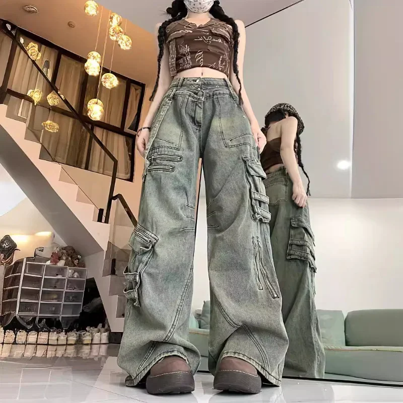 Новые летние джинсы в стиле ретро High Street Cool с несколькими карманами для женщин с нишевым дизайном Sense, тонкие свободные широкие брюки в пол
Новые летние джинсы в стиле ретро High Street Cool с несколькими карманами для женщин с нишевым дизайном Sense, тонкие свободные широкие брюки в пол