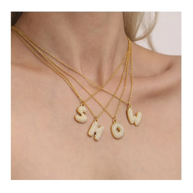 Seattle Niche Design Chubby English Letter Pendant Necklace Full of Zircon Temperament Fashion Collarbone Chain
Seattle Niche Design Chubby English Letter Pendant Necklace Full of Zircon Temperament Fashion Collarbone Chain